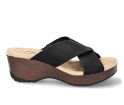 Best deal ⌛ Women's Easy Works By Easy Street Ragan Slip Resistant Wedge 🩴 Sandals Black 😍