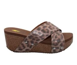 Budget ⌛ Women's Volatile Riverside Platform Wedge 🩴 Sandals Bronze Leopard 🌟