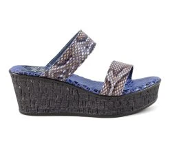 Deals ❤️ Women's Love And Liberty Wild Thing Wedge 🩴 Sandals Blue 🥰