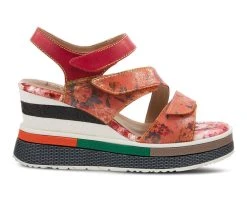 Cheapest 👍 Women's L'Artiste Akokomo-Fleur Wedge 🩴 Sandals Red Multi ✔️