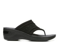 Coupon 🔥 Women's BZEES Dazzle Me Wedge Flip-Flops Black 🥰