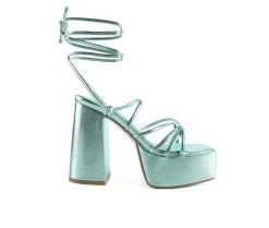Top 10 👍 Women's London Rag Anvil Platform Block 👠 Heels Green 🌟