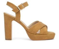 Hot Sale 🛒 Women's New York And Company Adalia Platform 👗 Dress 🩴 Sandals Tan 🔥