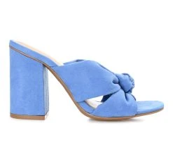 Coupon 🔥 Women's Journee Collection Tabithea Block Heel 👗 Dress 🩴 Sandals Blue 🎉