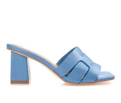 Cheapest 😍 Women's Journee Collection Renatta Block Heel 👗 Dress 🩴 Sandals Blue 🧨