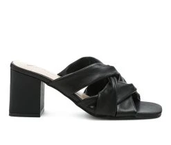 Cheapest ❤️ Women's London Rag Knope Block Heel 👗 Dress 🩴 Sandals Black 👏