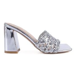 Budget 🧨 Women's London Rag Adorbs Block Heel 👗 Dress 🩴 Sandals Silver 🎉