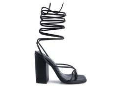 Discount ✨ Women's London Rag Dance Block Heel 👗 Dress 🩴 Sandals Black 🥰