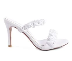 Best Sale 😀 Women's London Rag Qualie Stiletto 👗 Dress 🩴 Sandals White ❤️