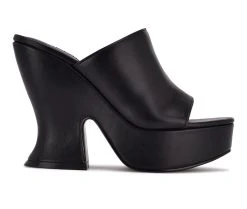 New 💯 Women's Nine West Flower Platform 👗 Dress 🩴 Sandals Black ✔️