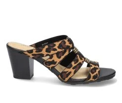 Outlet ✨ Women's Easy Street Alize Block Heel 👗 Dress 🩴 Sandals Leopard Gore ⌛