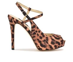 Wholesale ✔️ Women's Nine West Hanken Stilettos Leopard Satin 😀