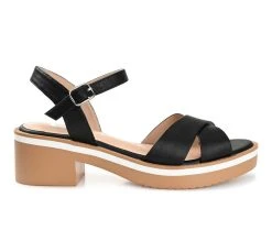 Best deal ⭐ Women's Journee Collection Hilaree Block Heeled 🩴 Sandals Black 😀
