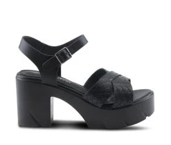 New 🎁 Women's Patrizia Judith Block Heeled 🩴 Sandals Black 🌟