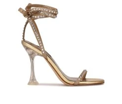 Brand new 💯 Women's Nine West Zing 👗 Dress 🩴 Sandals Gold 🔔