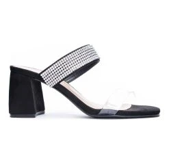 Coupon 😍 Women's Chinese Laundry Yas Mule 👠 Heels Vinyl/Black 🤩