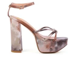 Best deal ⌛ Women's London Rag Prisma Platform 👗 Dress 🩴 Sandals Latte 👍