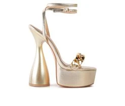 Deals 🔥 Women's London Rag Big Bash Platform 👗 Dress 🩴 Sandals Gold 🤩