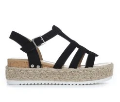 Wholesale 🥰 Women's Soda Trader Espadrille Wedge 🩴 Sandals Black ✨