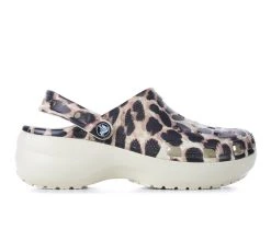 Cheapest 🌟 Women's Crocs Classic Animal Remix Platform Clogs Bone/Leopard 💯