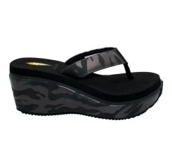 Buy ⌛ Women's Volatile Paiges Platform Wedge Flip-Flops Black Camo 👍