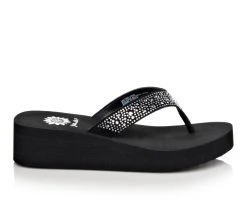 Best deal 👍 Women's Yellow Box Africa Wedge Flip-Flops Black 🤩