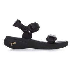 Cheap 🎁 Women's Puma Sportie Vola 🩴 Sandals Blk/Black/Gold 🧨