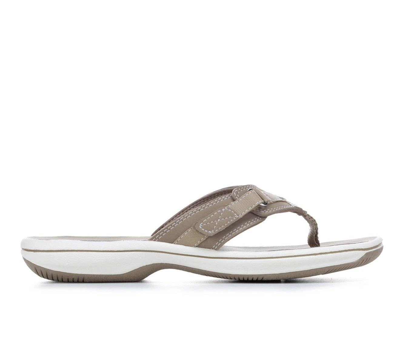 Promo โญ Women's Clarks Breeze Sea Flip-Flops Taupe ๐ - Image 2