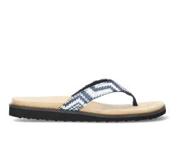 Hot Sale ⌛ Women's Easy Street Stevie Flip-Flops Nvy/WH Raffia 🎁
