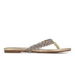 Discount 💯 Women's Nine West Tinee Flip-Flops Gold 🧨