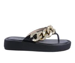 Budget ๐ Women's London Rag Zing Flip-Flop ๐ฉด Sandals Black Gold ๐