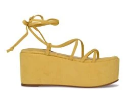 Best Sale ✨ Women's Nine West Benet Platform Wedge 🩴 Sandals Yellow 🔥