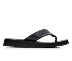 New ๐ Women's Yellow Box Flax Flip-Flops Black ๐