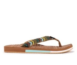Brand new 😀 Women's MUK LUKS Sand Dune Flip-Flops Green Multi 😀