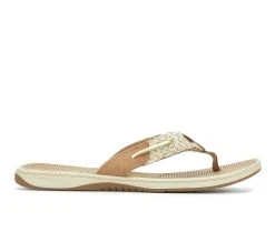 Best Pirce 👍 Women's Sperry Parrotfish Flip-Flops Sahara/Gold 😀
