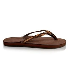 Outlet 🎉 Women's Rainbow 🩴 Sandals Flirty Braidy 301ALTSB Flip-Flops Espresso/S Brwn 🌟