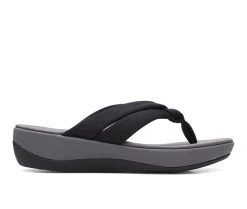 New ✔️ Women's Clarks Arla Kaylie Flatform Flip-Flops Black ✨