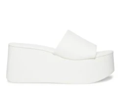 Budget ✔️ Women's Madden Girl Cake Platform Wedge 🩴 Sandals White Paris 🎁