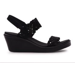 Promo ⭐ Women's Skechers Cali Rumble On Sassy Days Wedges Black 🔔