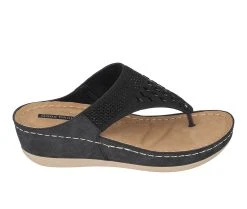 Discount ⭐ Women's GC 👟 Shoes Kiara Wedge Flip-Flops Black 💯