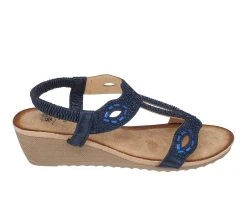 Hot Sale ⭐ Women's GC 👟 Shoes Pelle Wedge 🩴 Sandals Blue 🥰