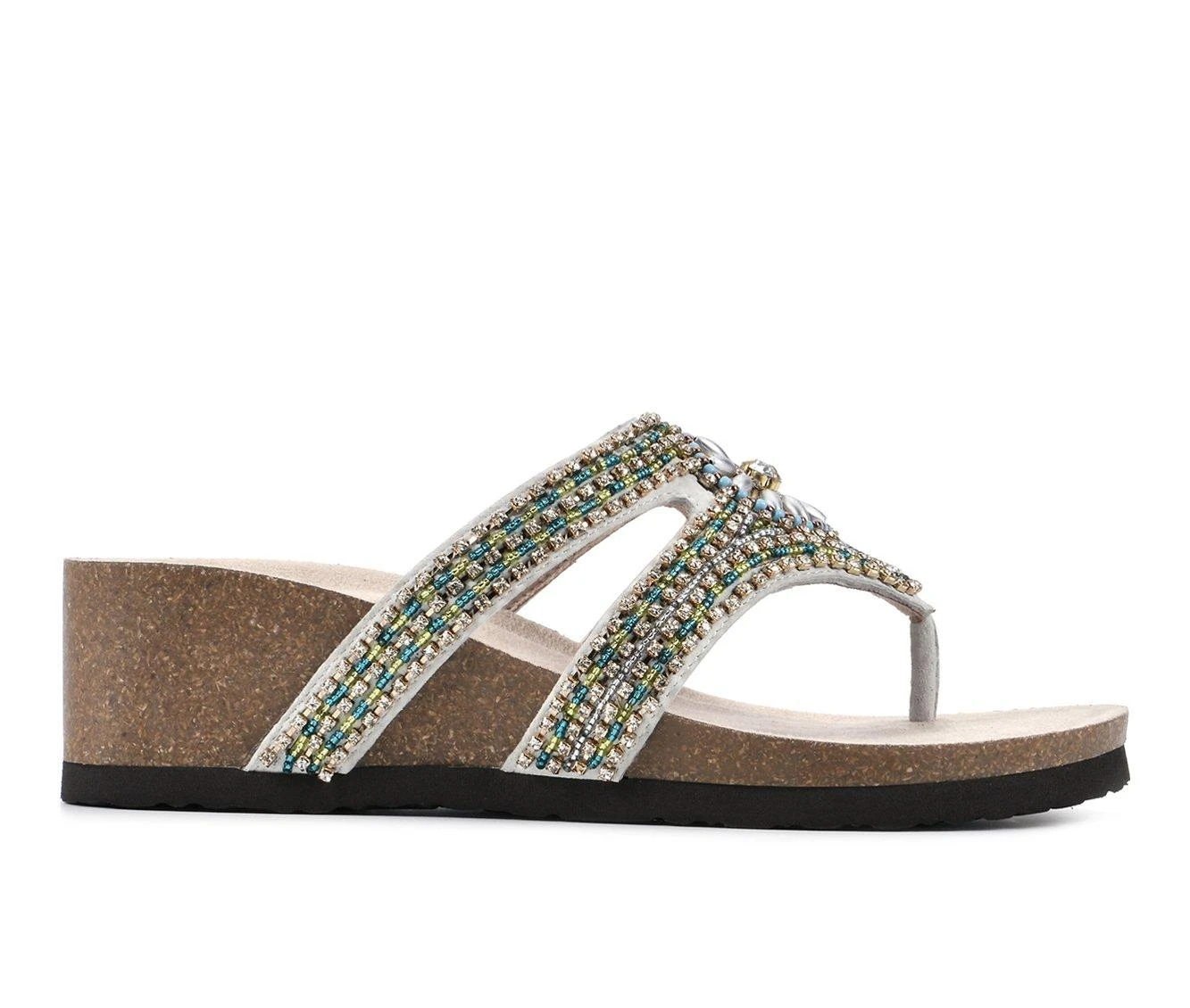 New ๐ฅ Women's White Mountain Busy Wedge Footbed ๐ฉด Sandals White ๐ - Image 2