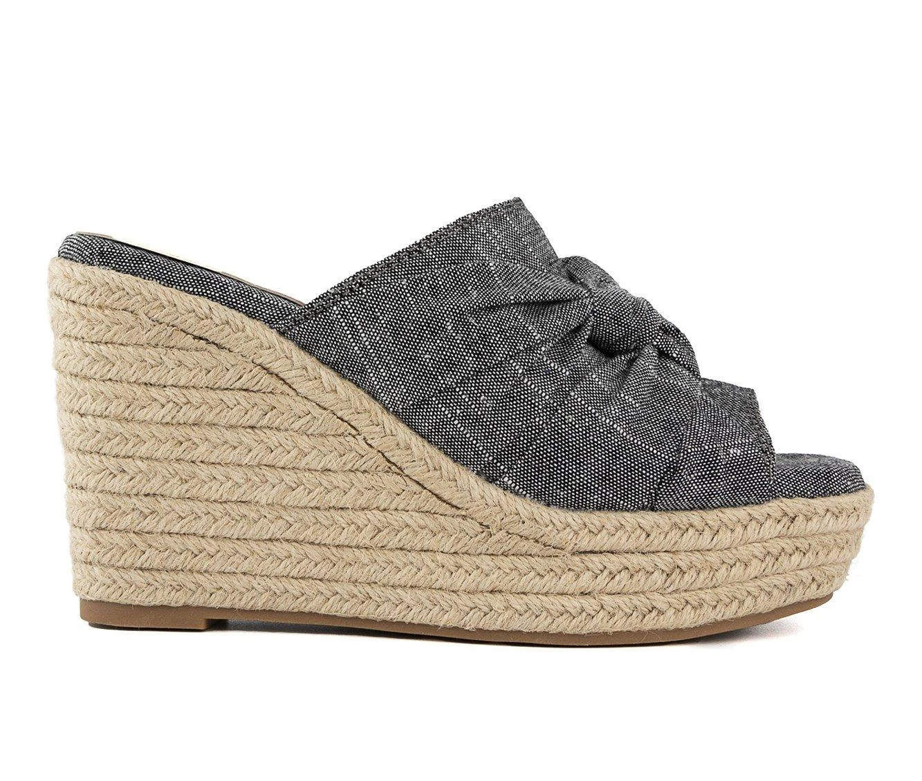 Coupon 😉 Women's Sugar Harlem Espadrille Wedge 🩴 Sandals Black Linen ⭐ - Image 2