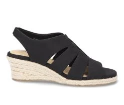 Budget ๐คฉ Women's Easy Street Aziza Espadrille Wedge ๐ฉด Sandals Black Linen Prt โญ