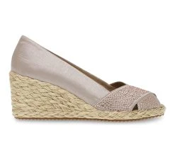 Budget ๐คฉ Women's Anne Klein Ezzie-C Peep Toe Espadrille Wedges Natural ๐