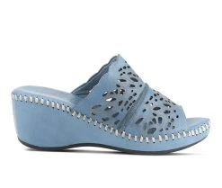 Discount ✔️ Women's SPRING STEP Khyahey Wedge 🩴 Sandals Blue 👏