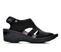 Outlet 💯 Women's BZEES Dream Stretch Wedge 🩴 Sandals Black 🎁