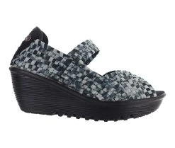 Discount 😀 Women's Bernie Mev Halle Slip-On Plaform Wedges Black Camo ❤️