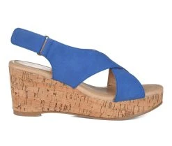 Promo 😉 Women's Journee Collection Jenice Wedges Blue 👍