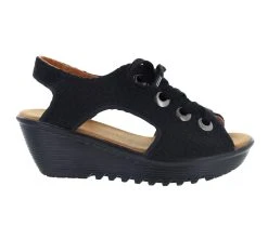 New 💯 Women's Bernie Mev Marcelo Wedges Black Woven ⌛